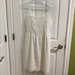 Monteau White Lace Sleeveless Shift Dress Size Large Baby Shower Garden Party